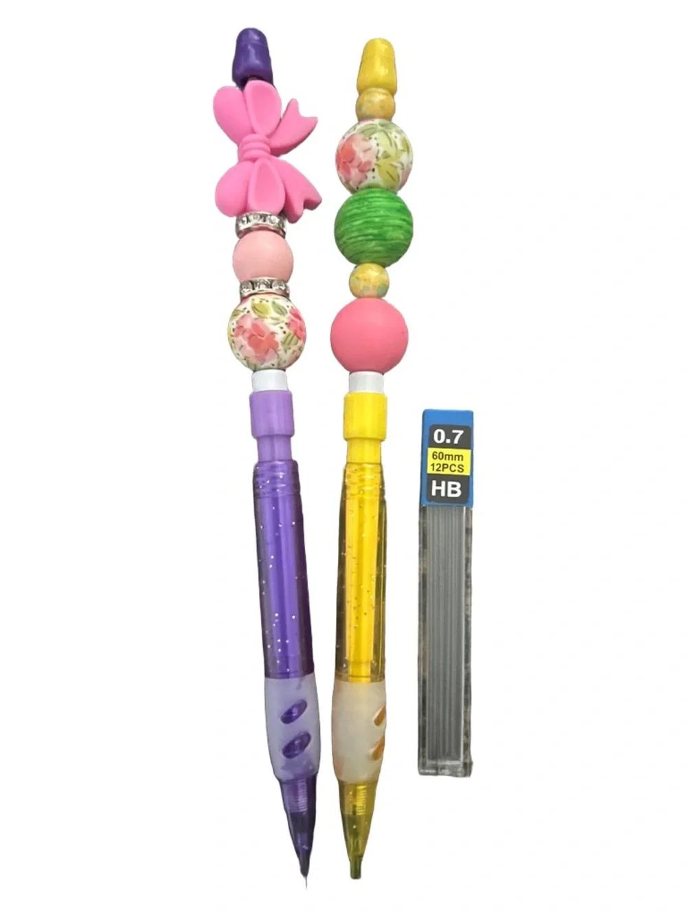 Set of 2 Decorated Mechanical Lead Pencils w/ Refillable Lead